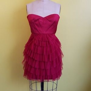 BCBG Apple Red ruffle layered dress Sz 2p